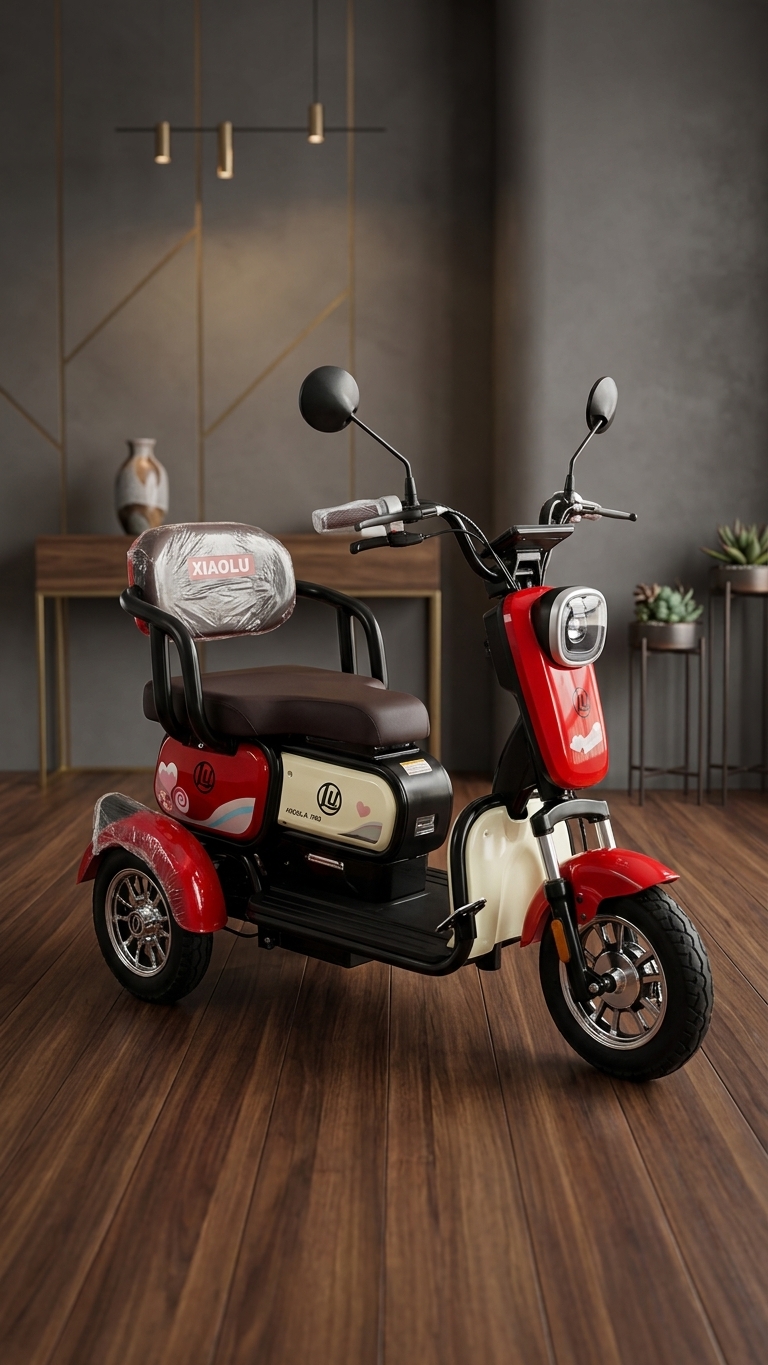 Scooter elétrica vermelha de três rodas