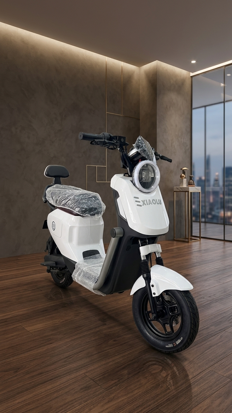 Scooter contemporânea em ambiente de showroom